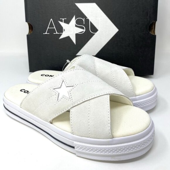 🔥HOT SALE🔥 Converse One Star Womens Size Sandal Slip Suede Egret 564144C - Picture 6 of 7